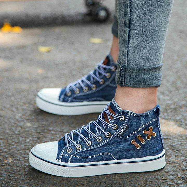 Freizeitschuhe aus Denim mit Schnürung R&B
