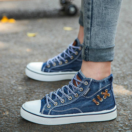 Freizeitschuhe aus Denim mit Schnürung R&B