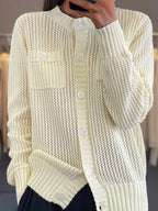 R&B | Cardigan - Rundhals-Taschen-Hohlstrick-Cardigan