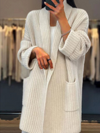 R&B | Strickjacke - Einfarbige V-Ausschnitt Taschen Strickjacke, Einfach und Vielseitig
