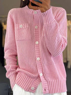 R&B | Cardigan - Rundhals-Taschen-Hohlstrick-Cardigan