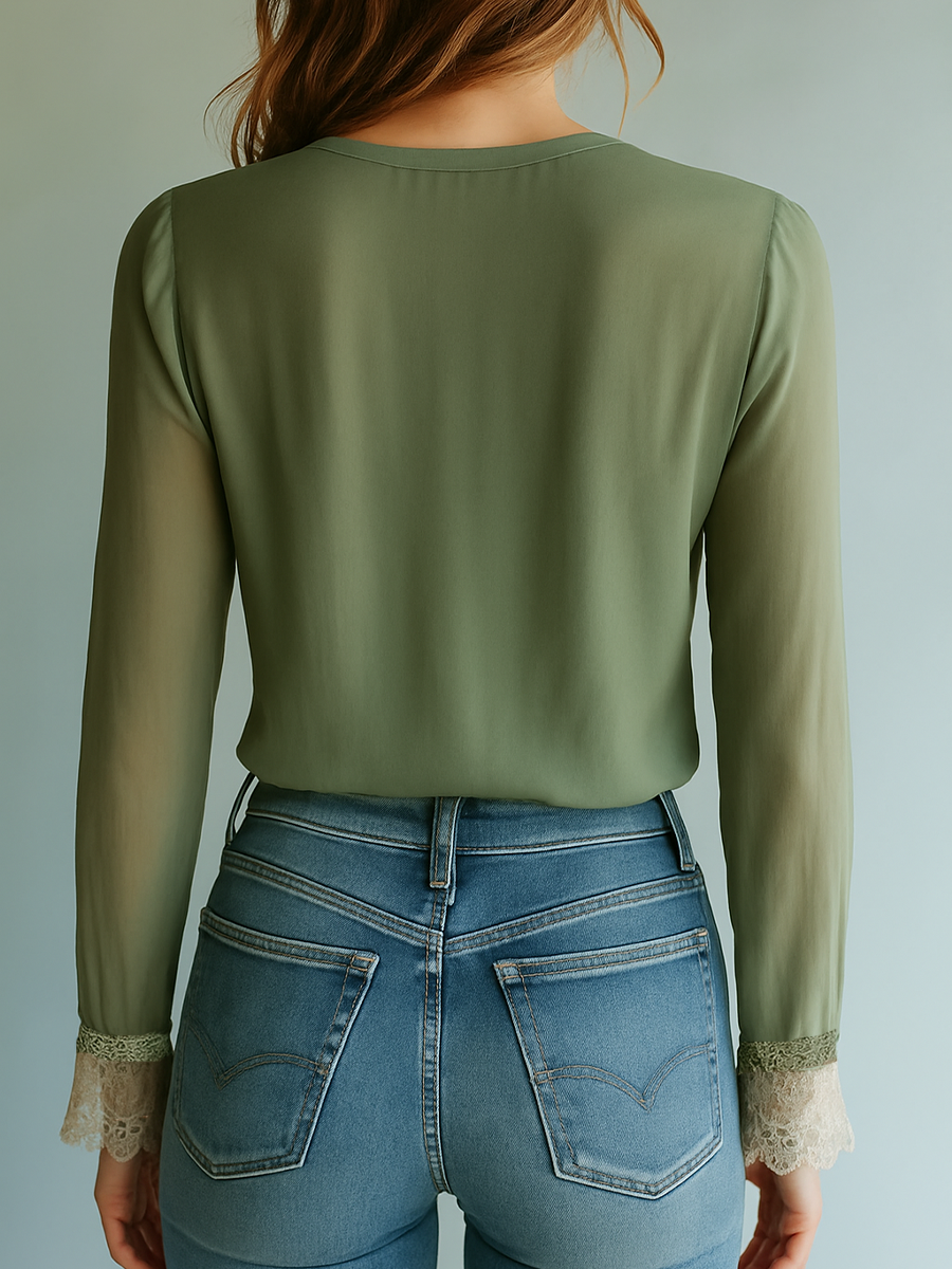 R&B | Boho Bluse Mit Spitze Und Blumenmuster
