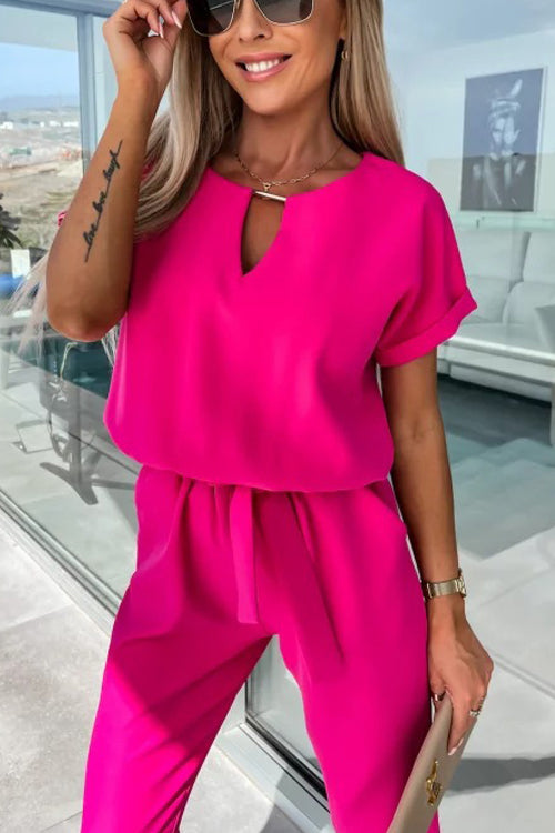 R&B | Eleganter Keyhole Jumpsuit mit Gürtel für Damen