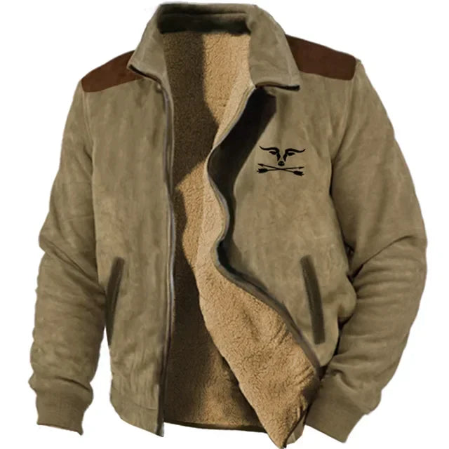 R&B | Grafische Fleece-Herrenjacke mit Reißverschluss Casual und Komfortabel