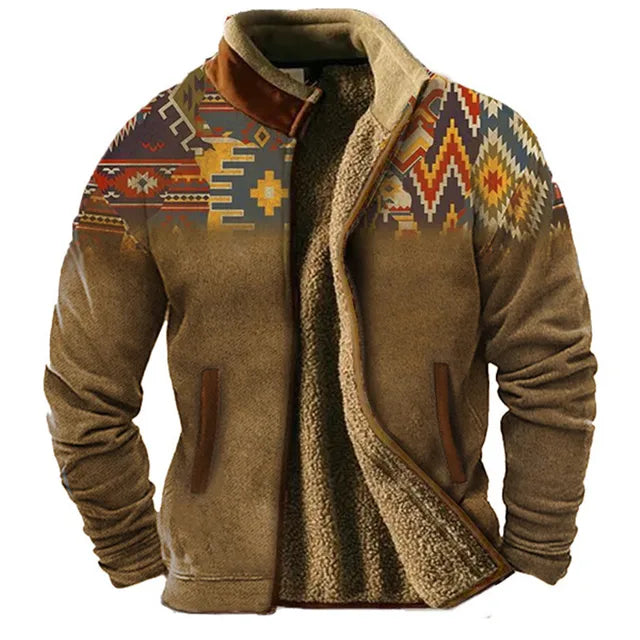 R&B | Grafische Fleece-Herrenjacke mit Reißverschluss Casual und Komfortabel