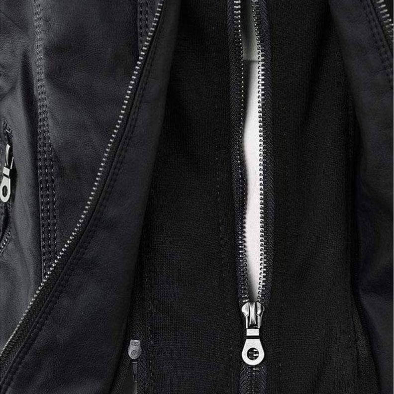 R&B | Damen Slim Fit PU-Leder Zip-Up Hoodie