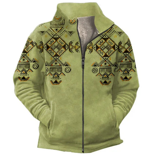R&B | Grafische Fleece-Herrenjacke mit Reißverschluss Casual und Komfortabel