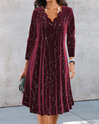 R&B | Kleid mit V-Ausschnitt und Langen Ärmeln