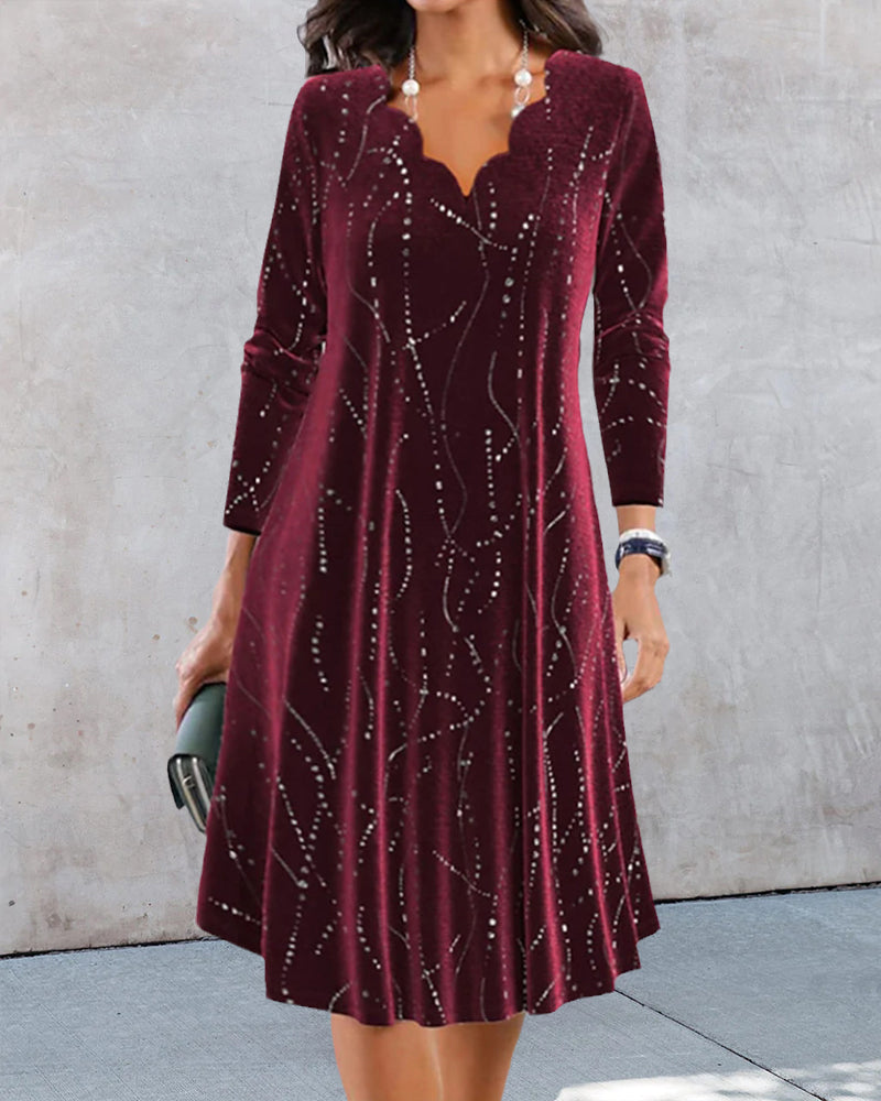 R&B | Kleid mit V-Ausschnitt und Langen Ärmeln