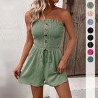 R&B | Einfarbige High-Waisted Tube Top Jumpsuit Shorts