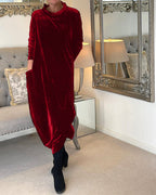 Bequemes Samtkleid mit Taschen