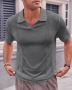 R&B | Hohles POLO-Shirt mit V-Ausschnitt
