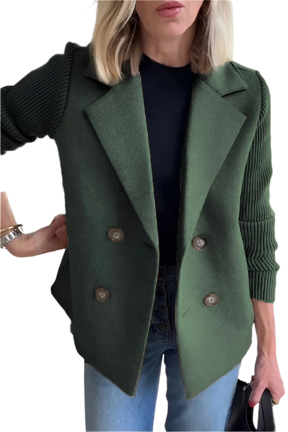 R&B | Damen Blazer aus veganer Wolle mit gestrickten Ärmeln