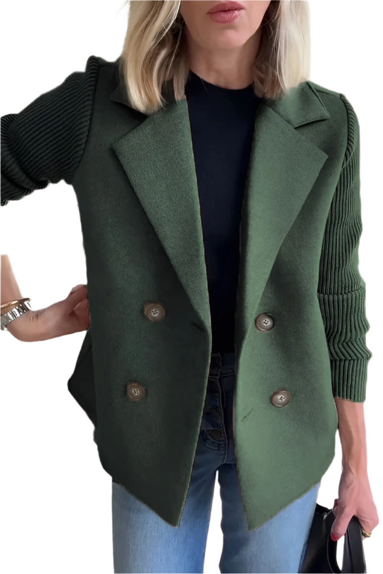 R&B | Damen Blazer aus veganer Wolle mit gestrickten Ärmeln