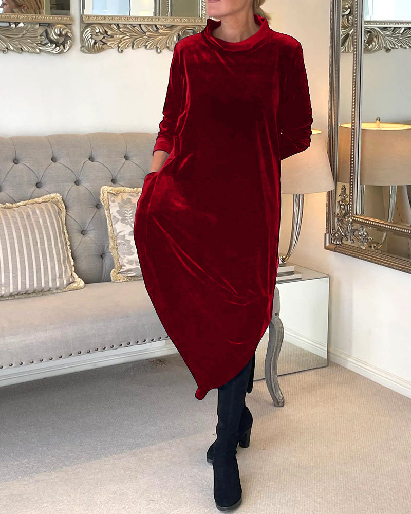 Bequemes Samtkleid mit Taschen