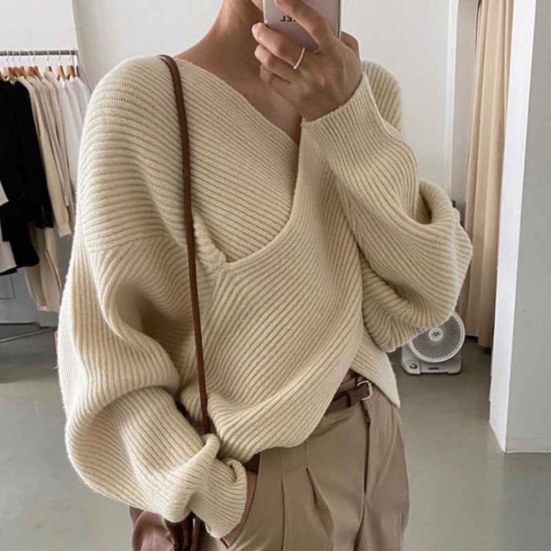 R&B | Rippstrick-cross-over-pullover Weich und Elegant Moderne Passform
