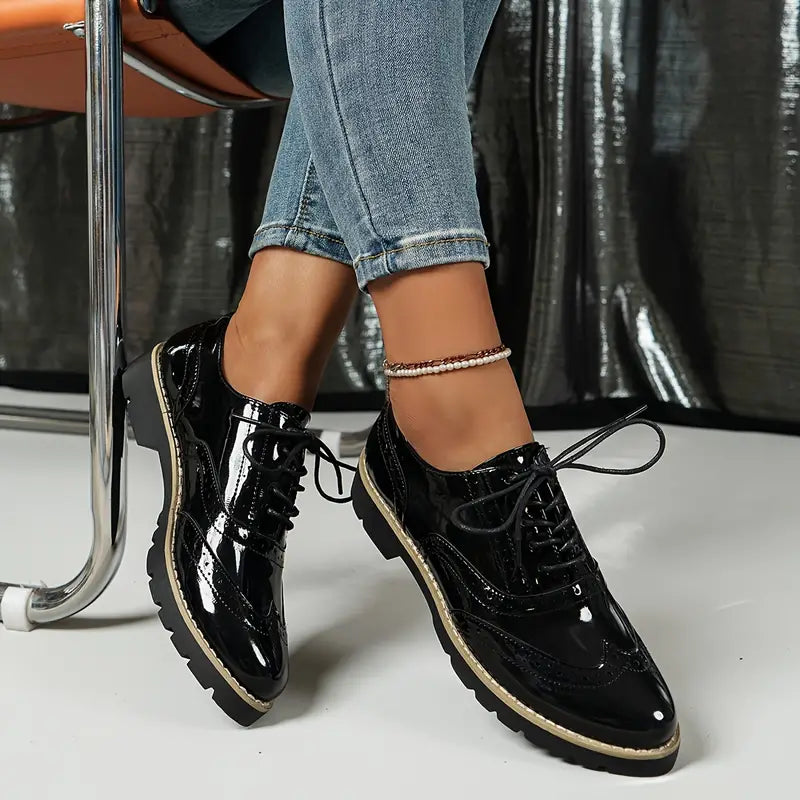 R&B | Lackschuhe Im Oxford-Stil mit Klobiger Sohle für Damen