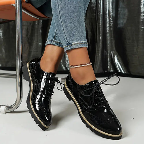 R&B | Lackschuhe Im Oxford-Stil mit Klobiger Sohle für Damen