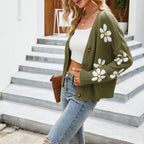 R&B | Strickjacke mit Zartem Blumenmuster Design