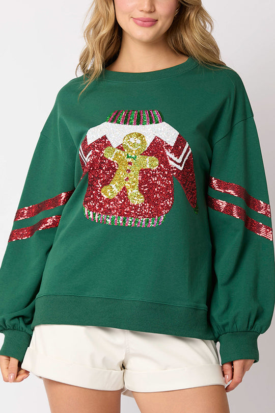 R&B | Weihnachts-Pailletten-Rundhals-Lässiger Sweatshirt