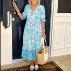 R&B | Kleid mit V-Ausschnitt und Print in Übergröße