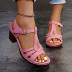 Retro-Sandalen mit Blockabsatz und verstellbarem Riemen R&B R&B