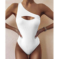 Edith | Neu Bikini Solide Farbe Ein-Schulter Einteiliger Badeanzug Frauen