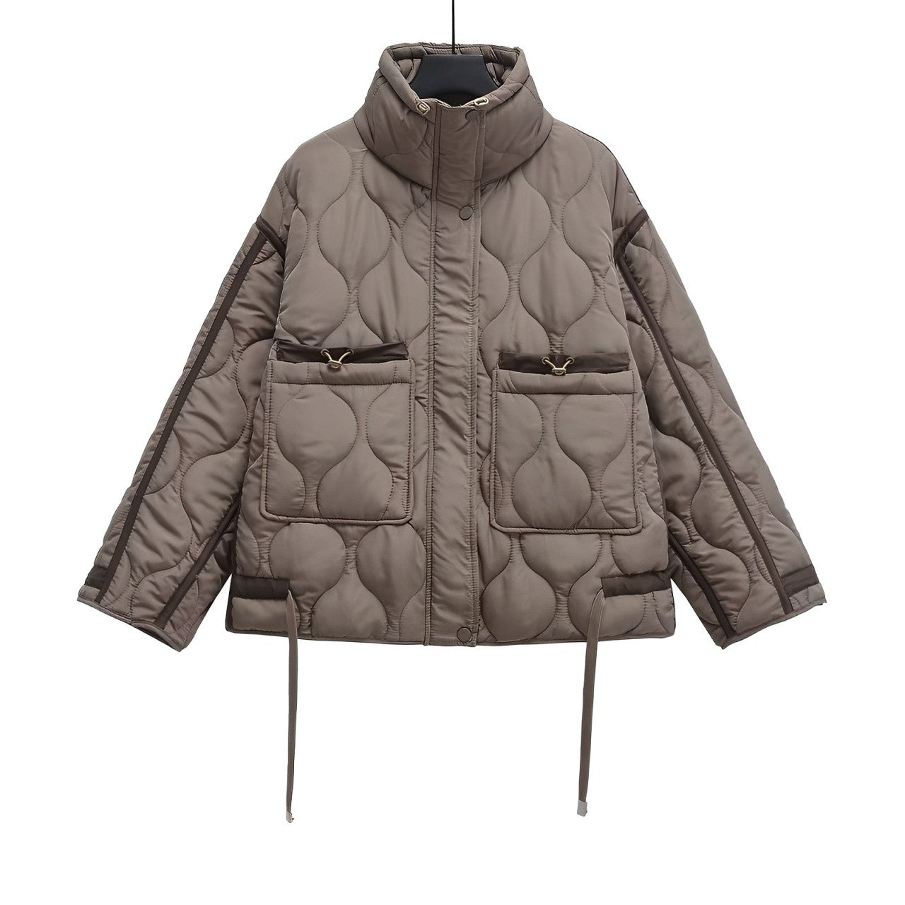 R&B | Damen Hüftlange Baumwolljacke mit Stehkragen und Kordelzug