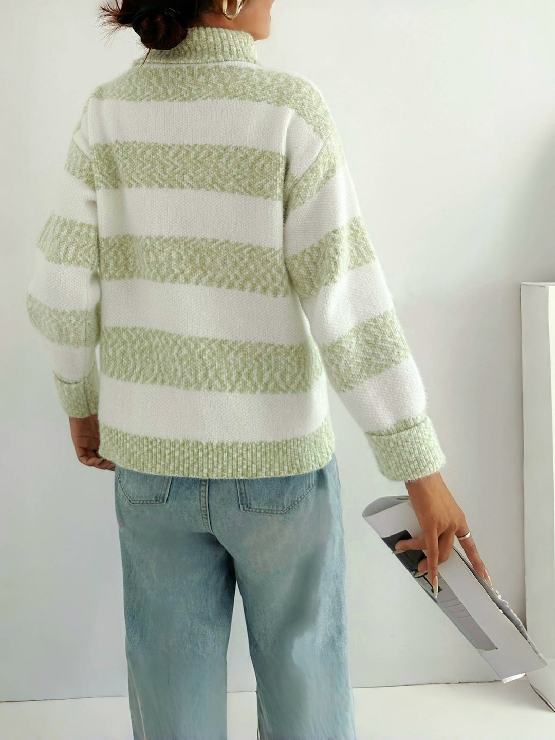 R&B | Strickpullover mit Rollkragen Acrylmischung Gestreiftes Muster
