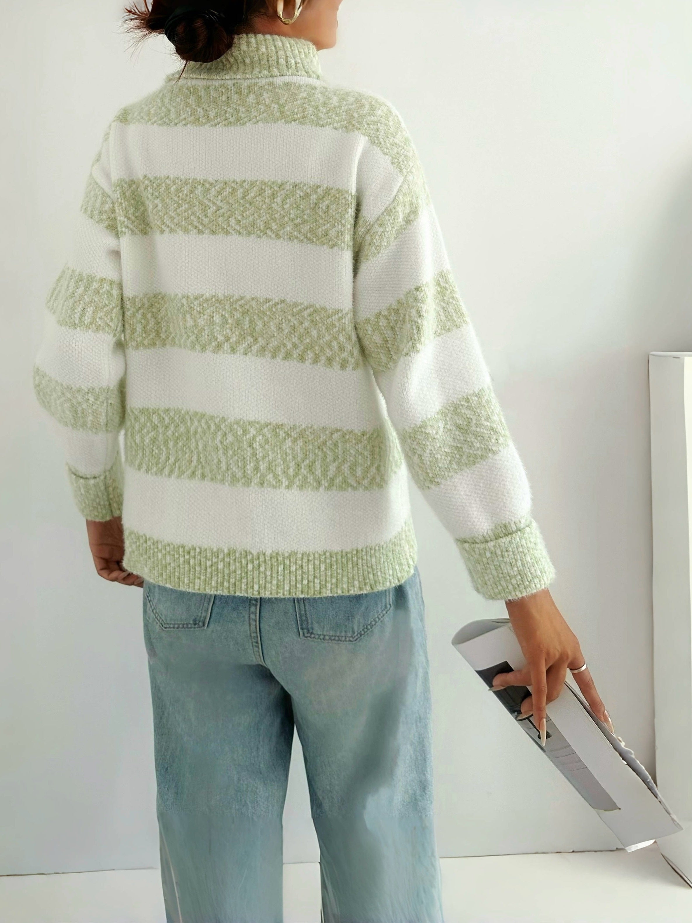R&B | Strickpullover mit Rollkragen Acrylmischung Gestreiftes Muster