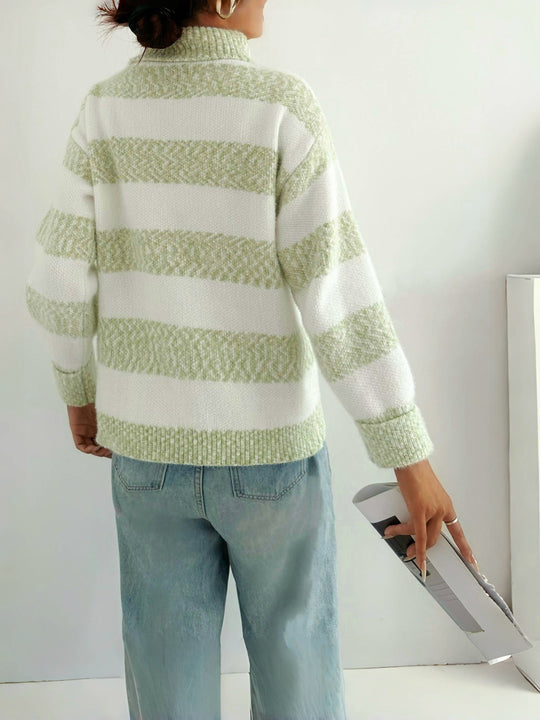 R&B | Strickpullover mit Rollkragen Acrylmischung Gestreiftes Muster