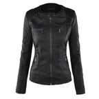 R&B | Damen Slim Fit PU-Leder Zip-Up Hoodie