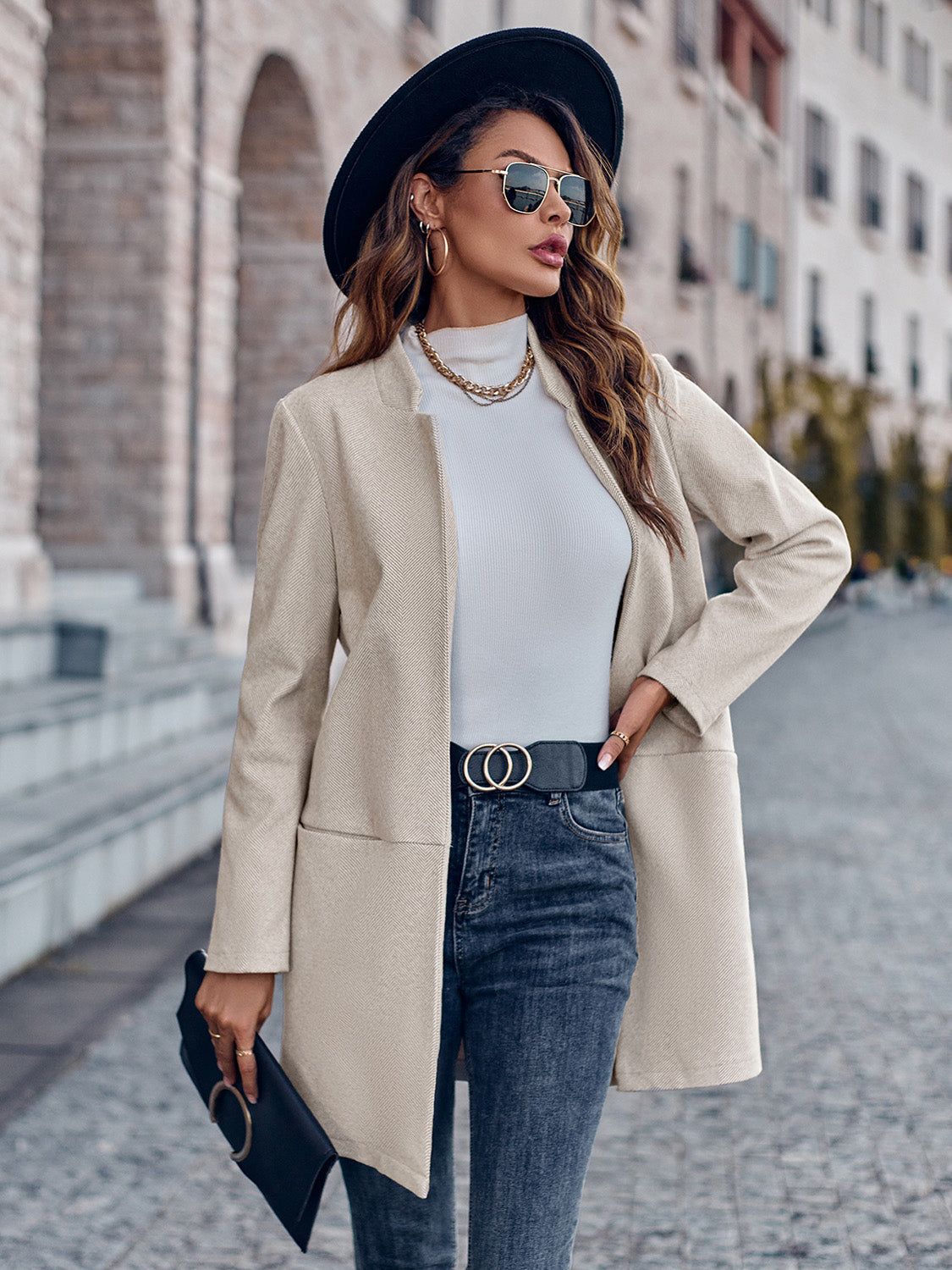 R&B | Offene Vorderseite Langarm Blazer