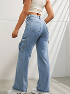 R&B | Hochgeschnittene Denim Cargo-Hose
