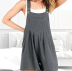 R&B | Jumpsuit-Shorts aus Baumwolle und Leinen mit weitem Bein