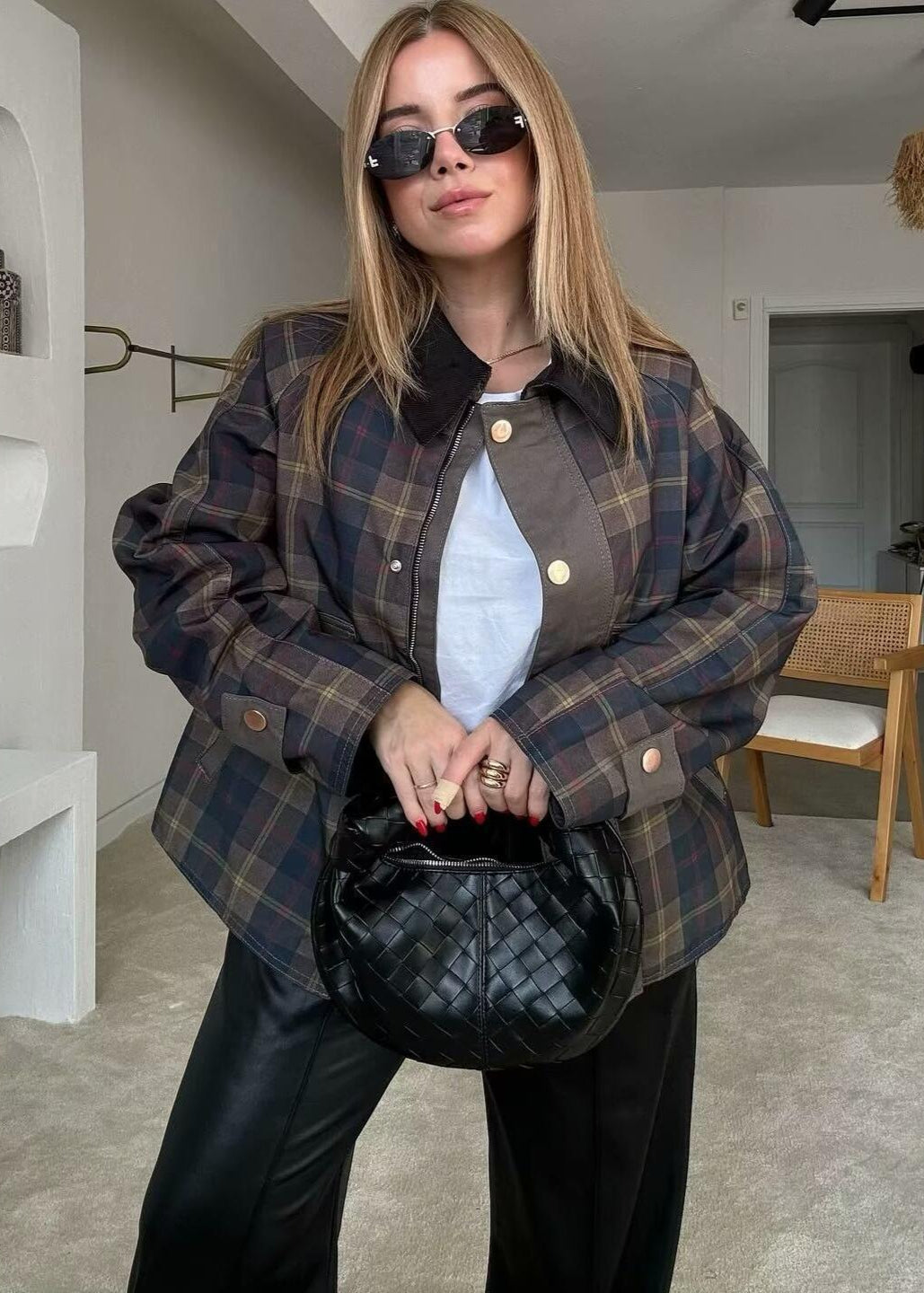 R&B | Karierte Übergrößenjacke