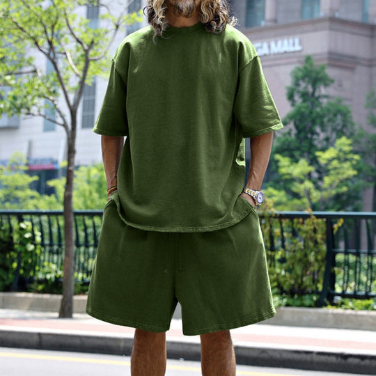 R&B | Lockeres T-Shirt Shorts einfarbiges Set