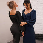 R&B | Ein-Wort-Schulter rückenfreies schlankes Kleid