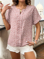 R&B | Bluse mit Blumenmuster und Rundhalsausschnitt für Damen