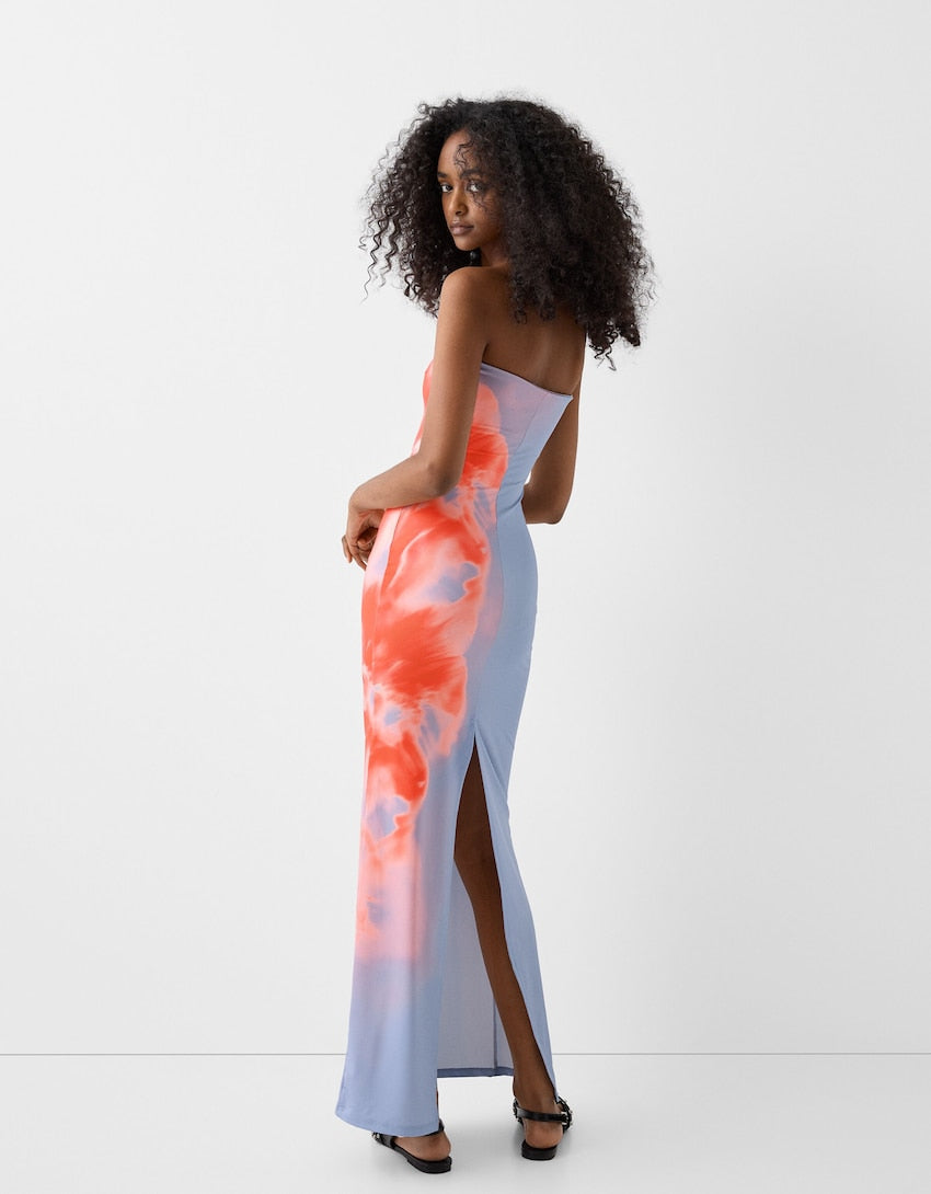 R&B | Sommerliches trägerloses Maxikleid
