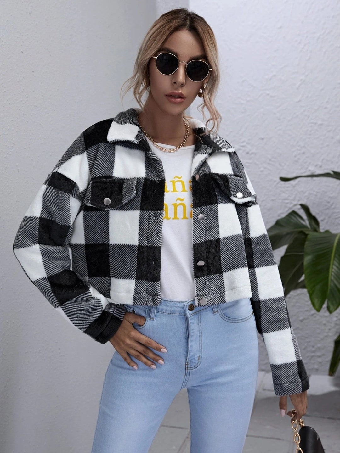 R&B | Karierter Button-Down-Kragenjacke