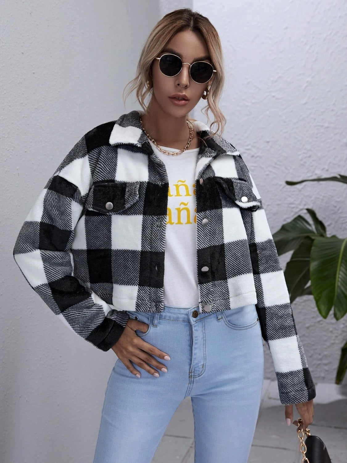 R&B | Karierter Button-Down-Kragenjacke