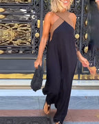 R&B | Kreuzförmig Rückenfreies Elegantes Kleid mit Kontrastfarbe