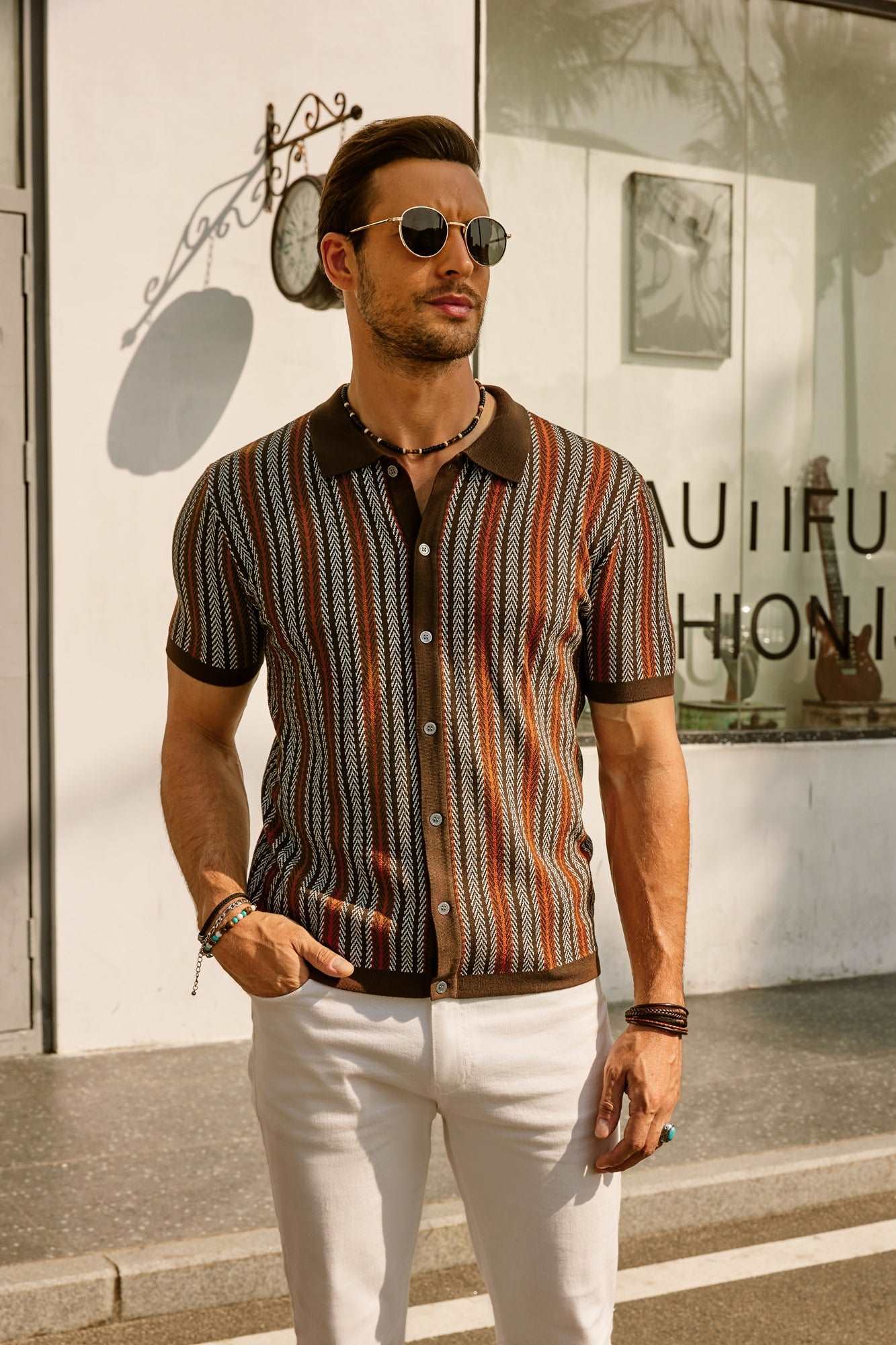 R&B | Retro 70S Gestreiftes Vintage Hemd