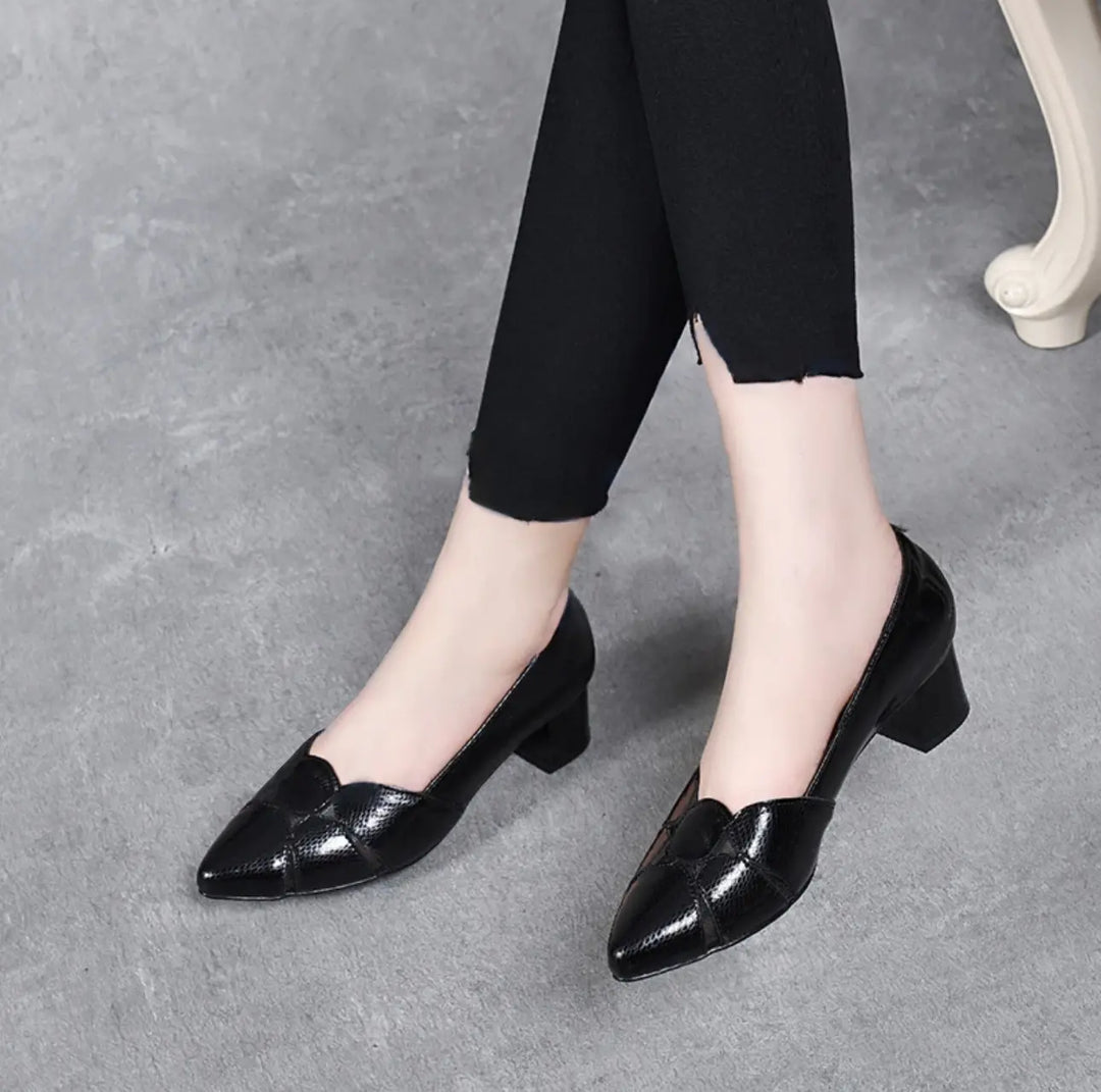 Glänzende Chunky Heels mit spitzer Zehe R&B R&B