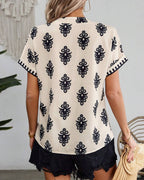 R&B | Kurzärmlige Elegante Bluse mit Druck