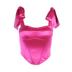 Valentine | Satin Korsett Rückenfreies Top mit Spitze