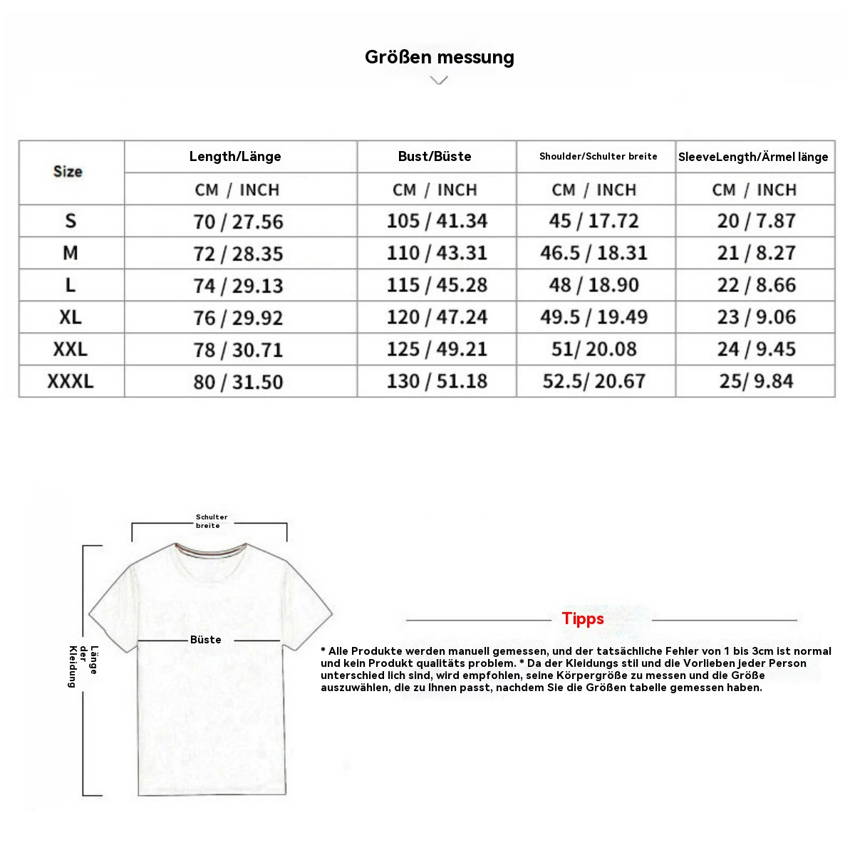 R&B | T-Shirt mit V-Ausschnitt in Übergröße