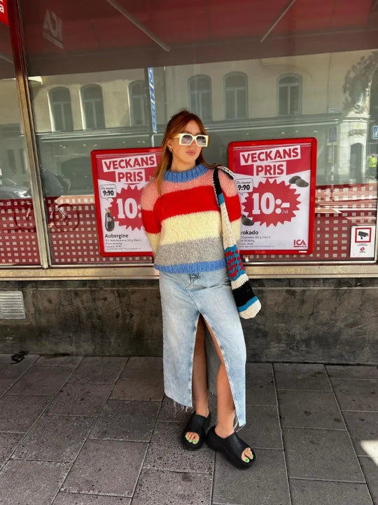R&B | Bunter Gestreifter Strickpullover für Lässig Schicke Looks