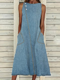 R&B | Jeanskleid Plus Size, Locker, Sommer Midi Kleid mit Baumwoll-Mischung